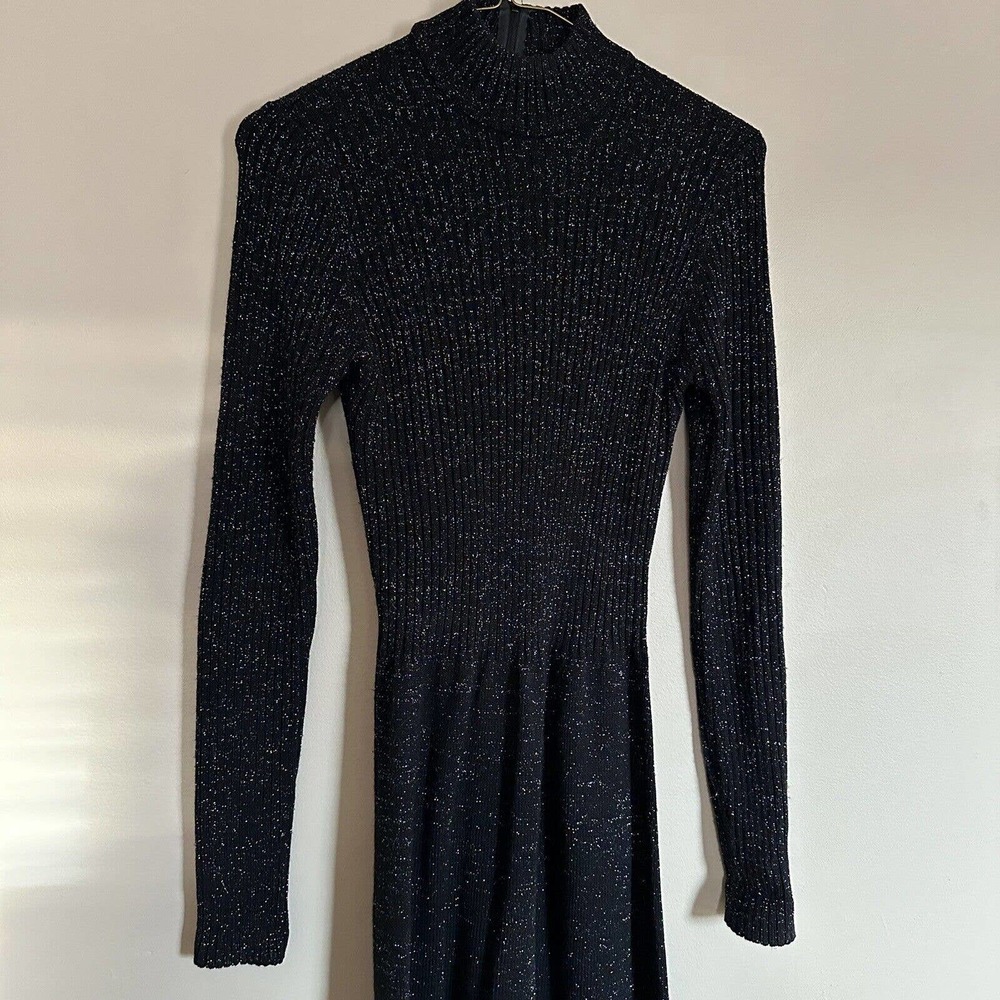Vintage Black Knit Sparkling Dress Size S-M Knit Christmas